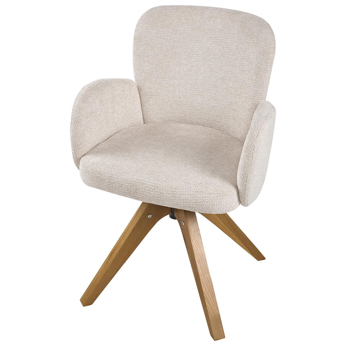 ESSZIMMERSTUHL 2er Set drehbar Stoff Hellbeige Jean - Beige, Textil (64/82/70cm) - Beliani