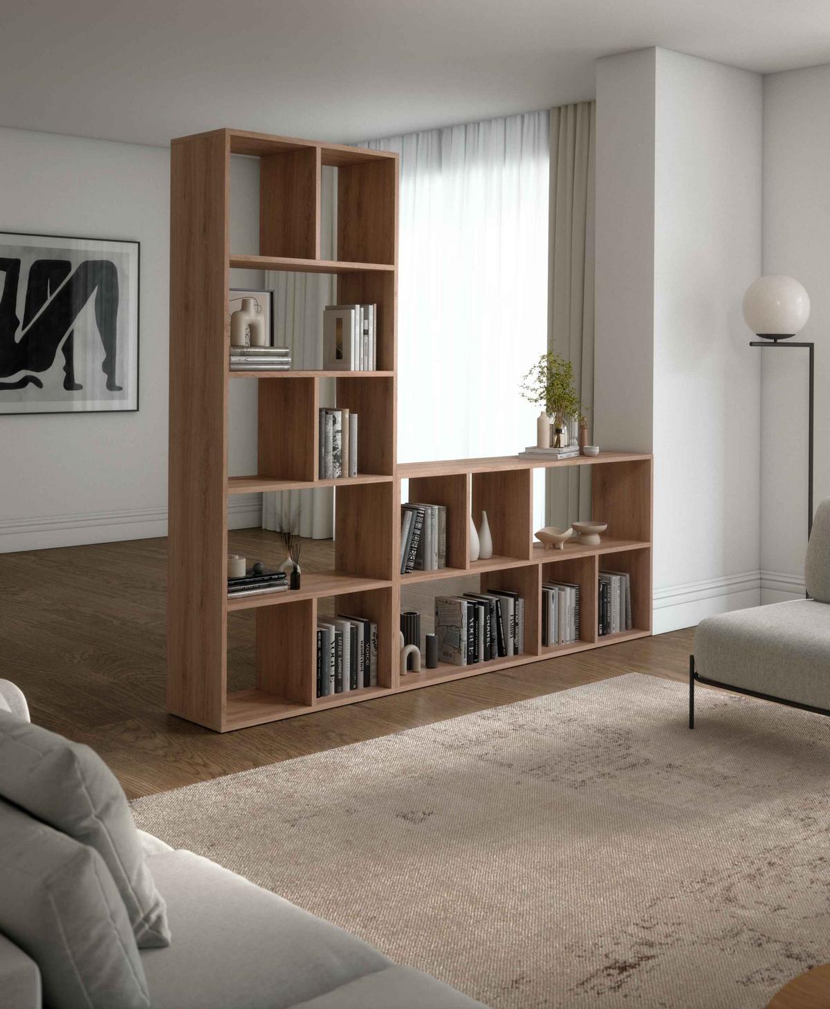 BÜCHERREGALE MOSAICO 75 / 198 / 34 cm Eichefarben - Eichefarben, Holzwerkstoff (75/198/34cm) - MASSENO