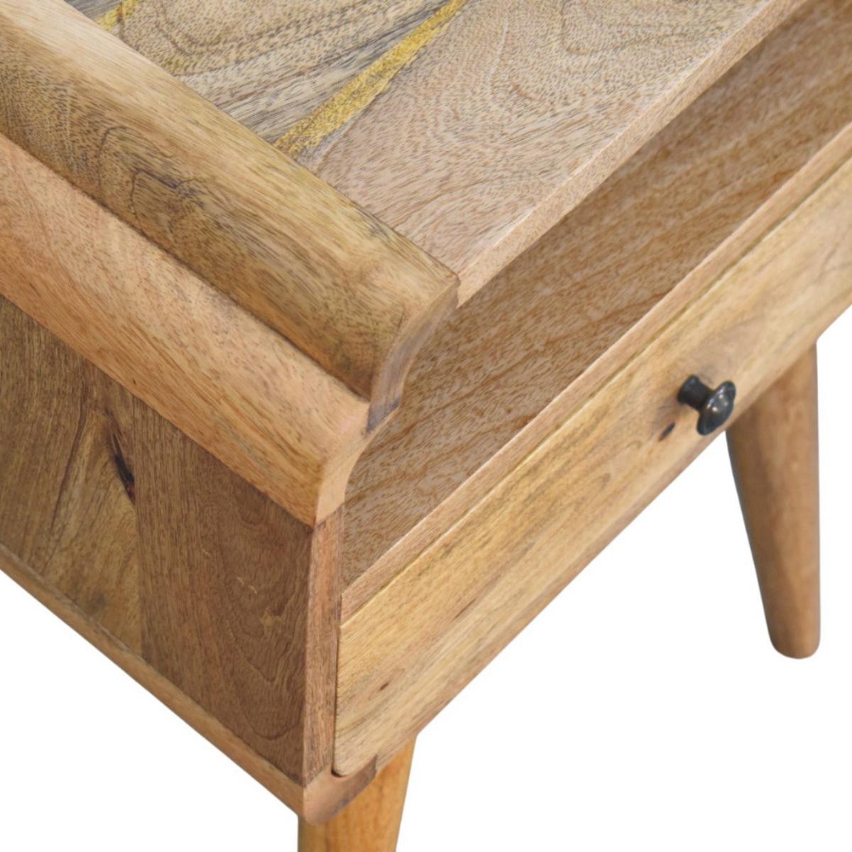 NACHTKASTEN Newton Eichenoptik, 1 Schublade und Offenes Regal, Beige - Beige/Messingfarben, Holz/Metall (45/55/35cm) - Artisan Furniture