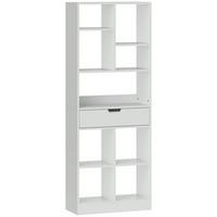 BÜCHERREGAL Standregal mit 9 Regalen, 1 Schublade, Aufbewahrungsregal Weiß - Weiß, Holz/Holzwerkstoff (26/158/60cm) - HOMCOM