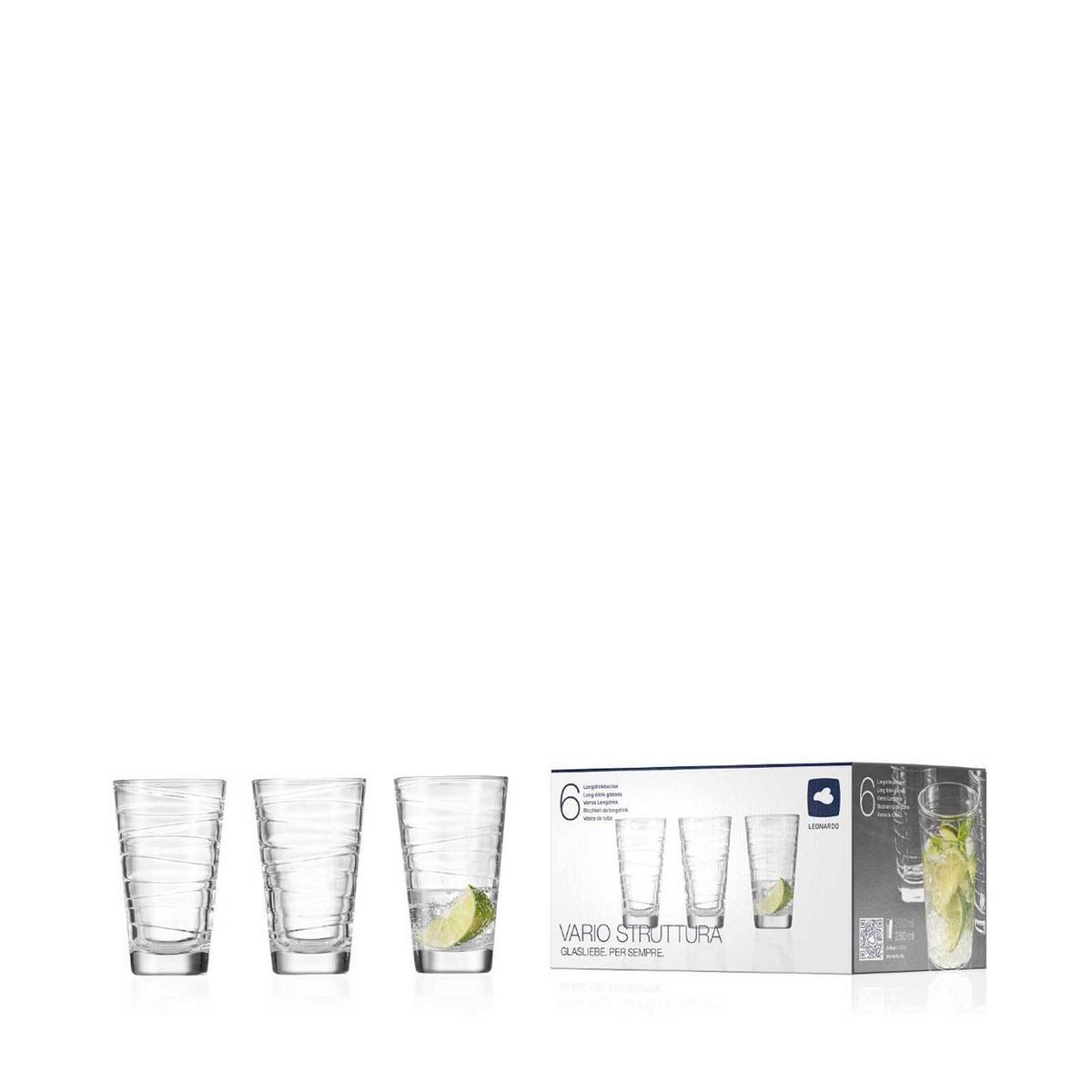 TRINKGLÄSER Vario Struttura transparent 280 ml 6er Set - Transparent, Glas (0.28L) - Leonardo Living
