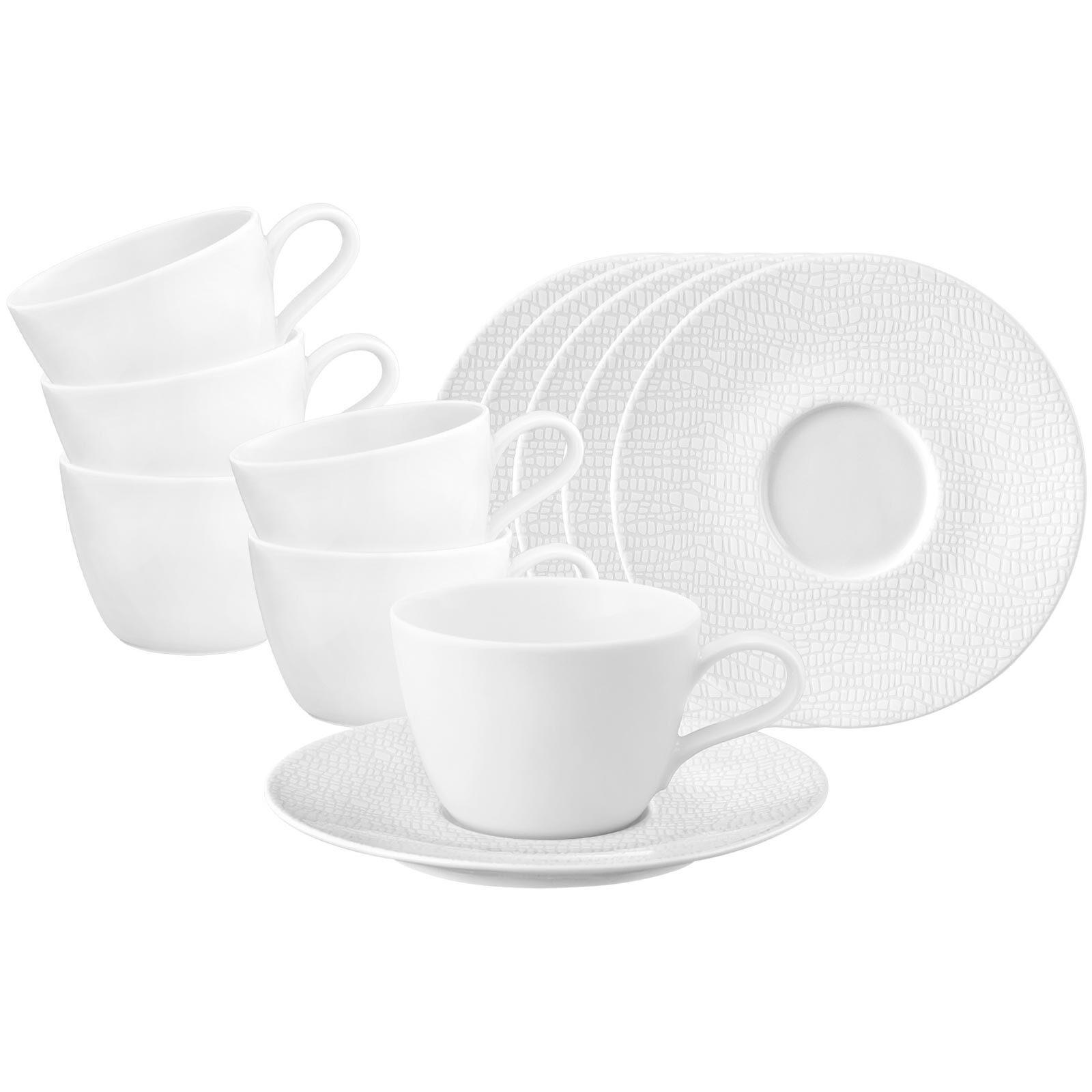 KAFFEETASSEN MIT UNTERTASSEN Life Fashion Luxury White 240 ml 6er Set - Weiß, Keramik (16.5/8.2/16.5cm) - Seltmann Weiden
