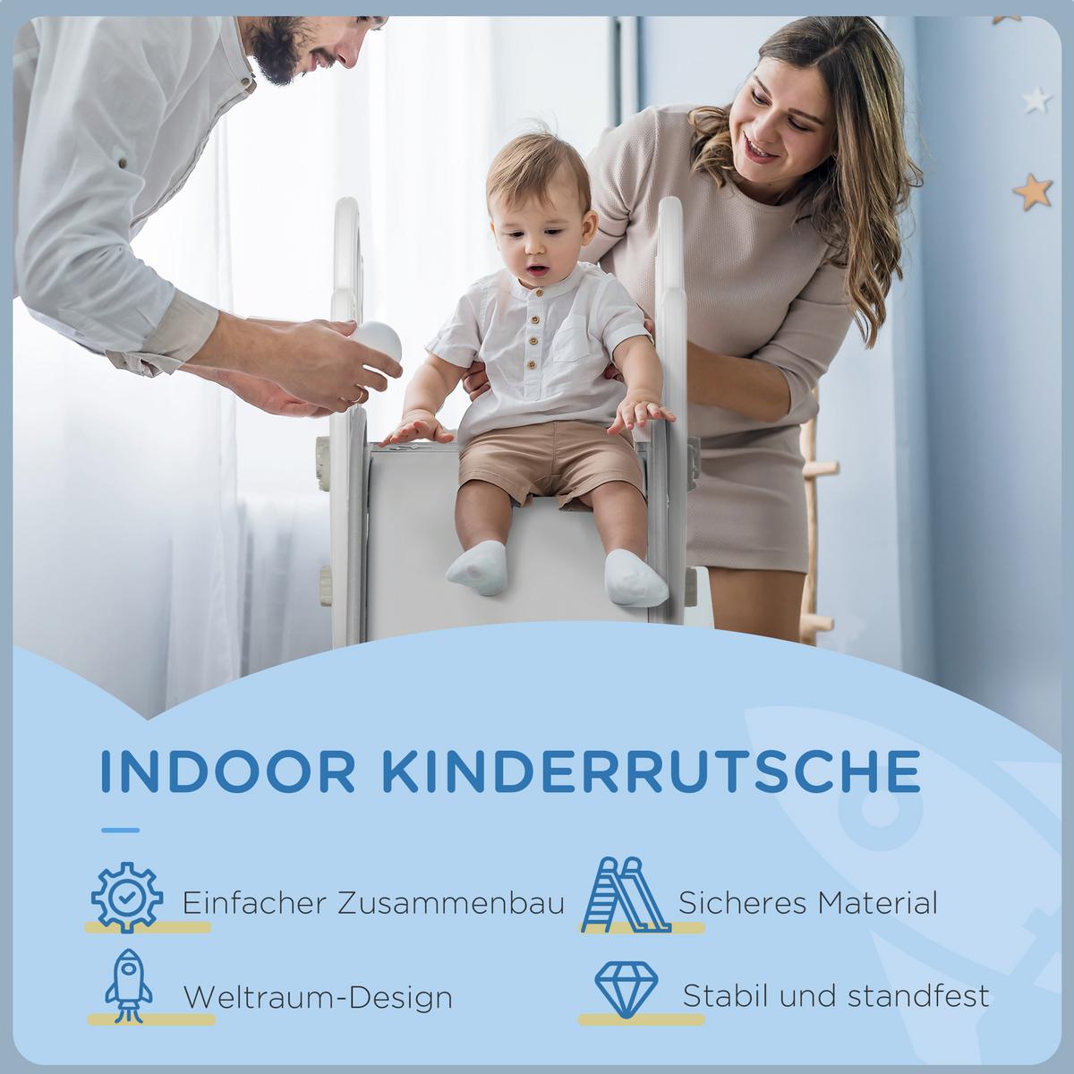 KINDERRUTSCHE, Gartenrutsche für Kinder 1,5 bis 3 Jahre, mit Raketen-Design - Grau, Kunststoff (46.5/80/157cm) - AIYAPLAY