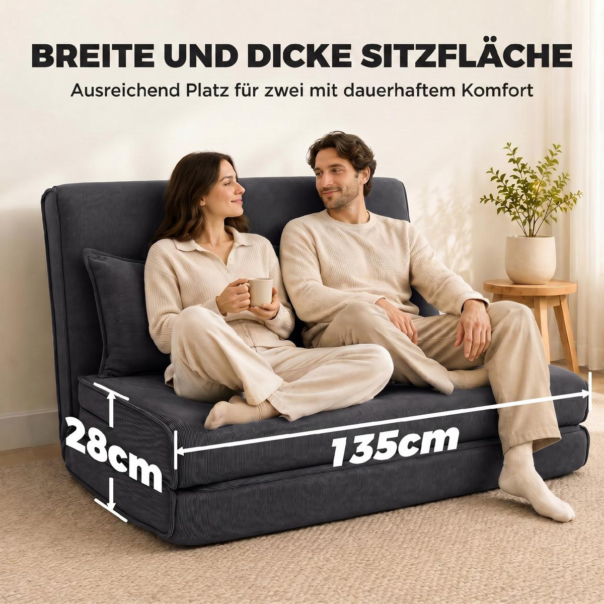 BODENSTUHL Polyester Dunkelgrau - Dunkelgrau, Textil (208/13/135cm) - HOMCOM