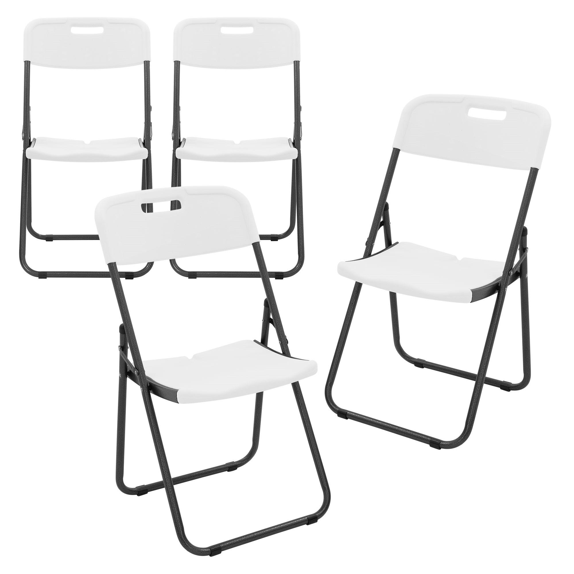 KLAPPSTUHL 4er Set Weiß Kunststoff Metall - Dunkelgrau/Anthrazit, Metall (54.5/85.5/46cm) - ECD-Germany