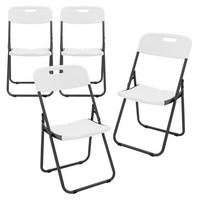 KLAPPSTUHL 4er Set Weiß Kunststoff Metall - Dunkelgrau/Anthrazit, Metall (54.5/85.5/46cm) - ECD-Germany