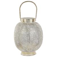 LATERNE Metall 30 cm Gold Lantau - Goldfarben/Weiß, Metall (25/30/25cm) - Beliani