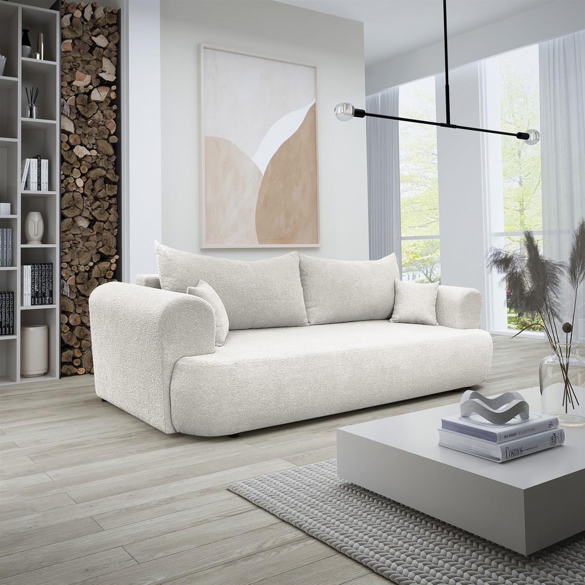 SCHLAFSOFA Anike Stoff Now Or Never - Creme, Holzwerkstoff/Textil (240/78/110cm) - Fun Möbel