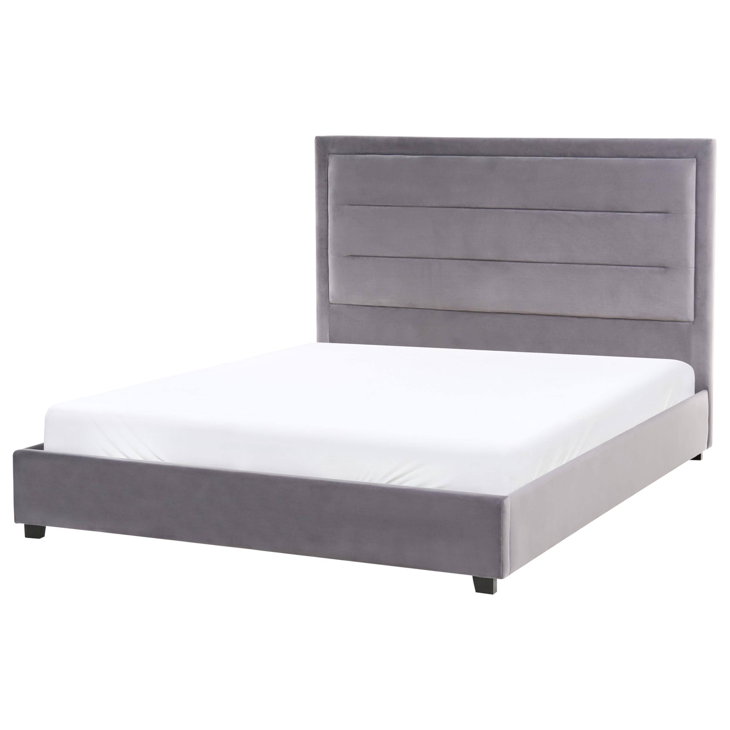 BETT mit Lattenrost 140/200 cm Dunkelgrau Rouen - Dunkelgrau/Schwarz, Textil (140/200cm) - Beliani
