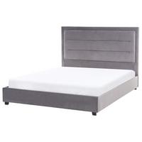 BETT mit Lattenrost 140/200 cm Dunkelgrau Rouen - Dunkelgrau/Schwarz, Textil (140/200cm) - Beliani
