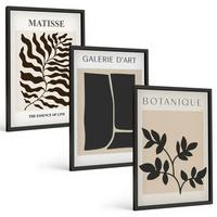 BILDER SET 3er Set - 40x60 cm Schwarzer Rahmen - Minimalistische Pflanzenposter - Schwarz, Kunststoff (40/60cm) - TULUP
