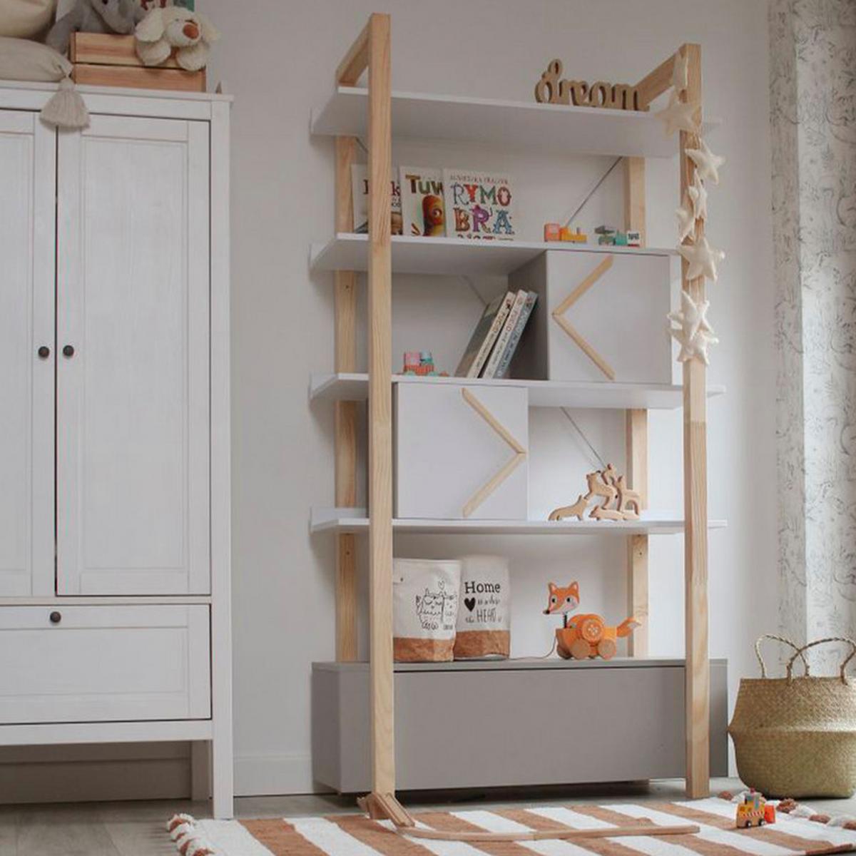 BÜCHERREGAL Weiß und grau - Weiß, Holzwerkstoff (100/190/44cm) - Petits-meubles