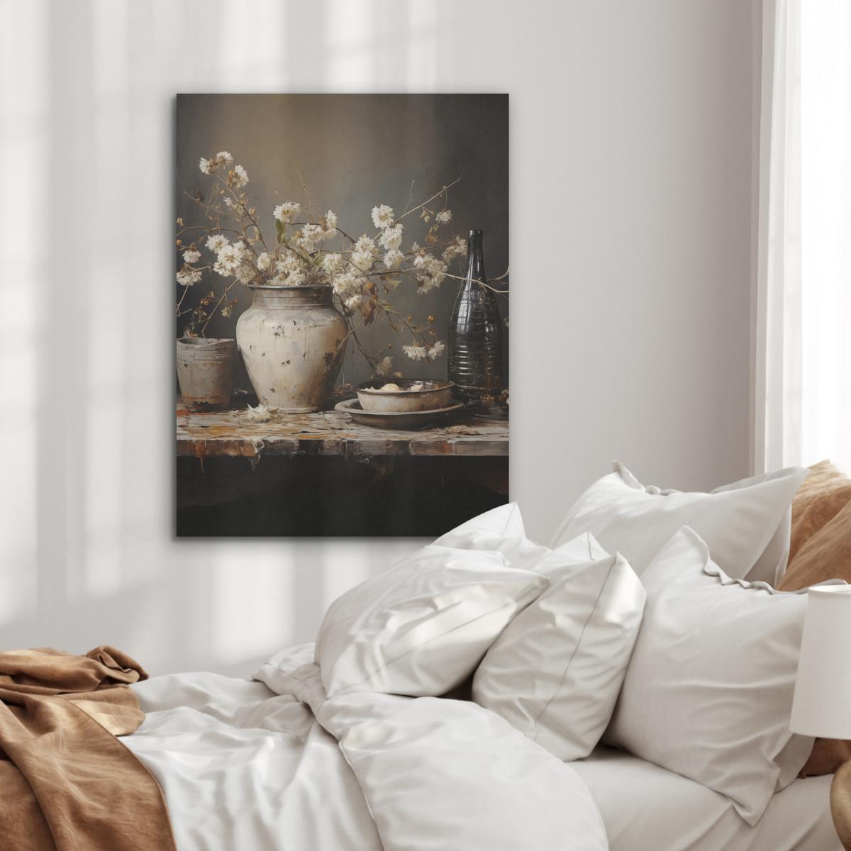 AKUSTIKBILD Stilleben - Blumen - Blumenstrauß - Vase - Wein Wandbilder 60x80 cm - Schwarz, Kunststoff (60/80/0.9cm) - MuchoWow