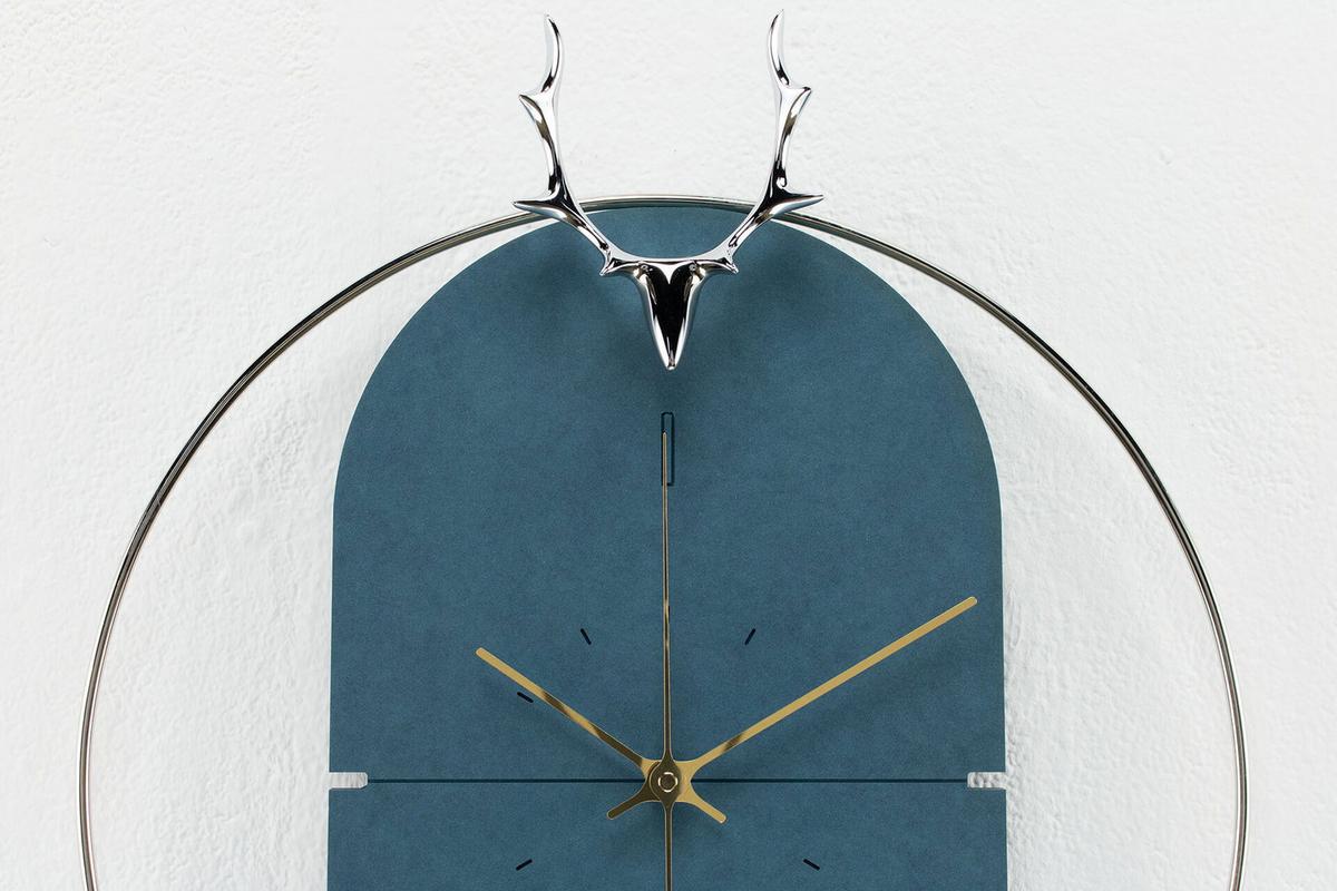 WANDUHR Design Blau 46/51 cm - Blau, Holzwerkstoff/Metall (45.5/50.8/2cm) - ONZENO