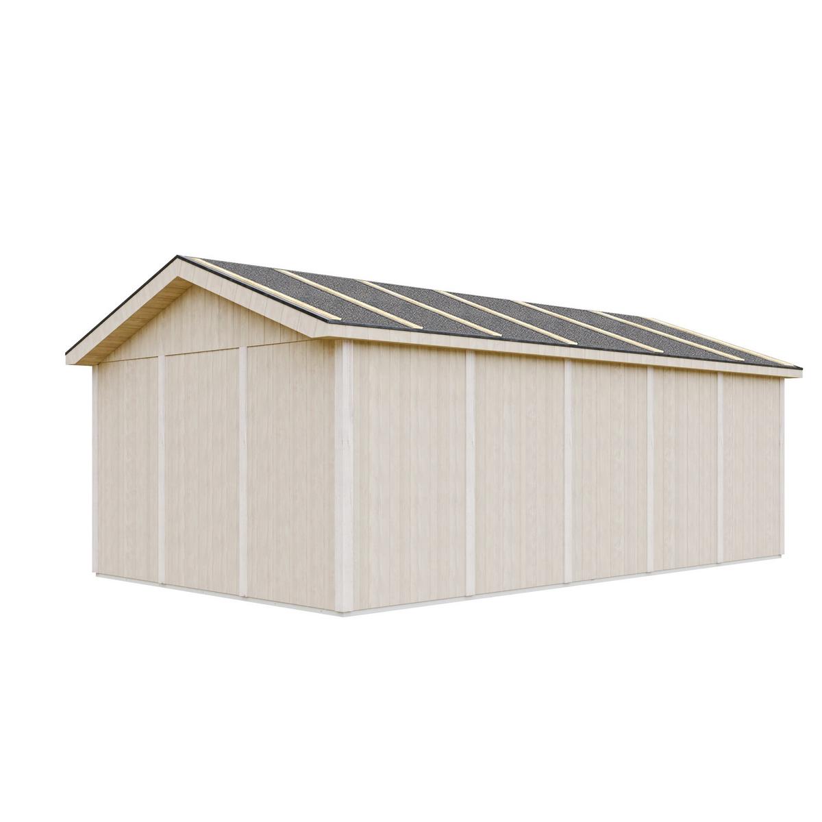 GARAGE Premium Qualität 21 m²- L378xB648 cm - Konstruktion aus LP Smartside-Panels - Gartenhaus M992B - Beige, Holzwerkstoff (354/269/604cm) - Timbela