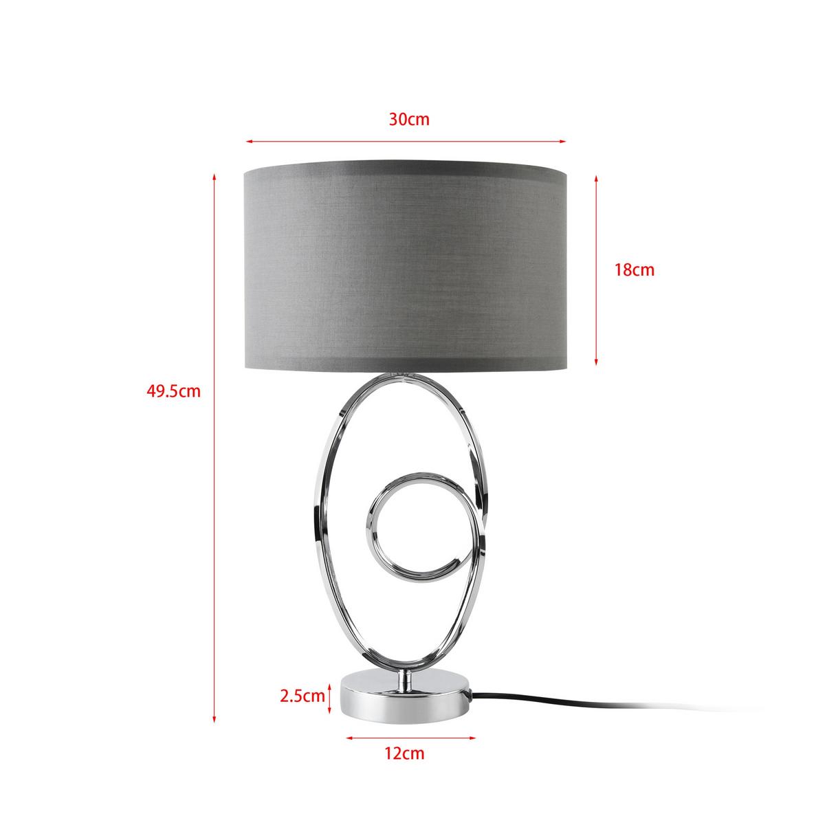 TISCHLAMPE Torquay - Chromfarben/Grau, Textil/Metall (30/30/49.5cm) - lux.pro