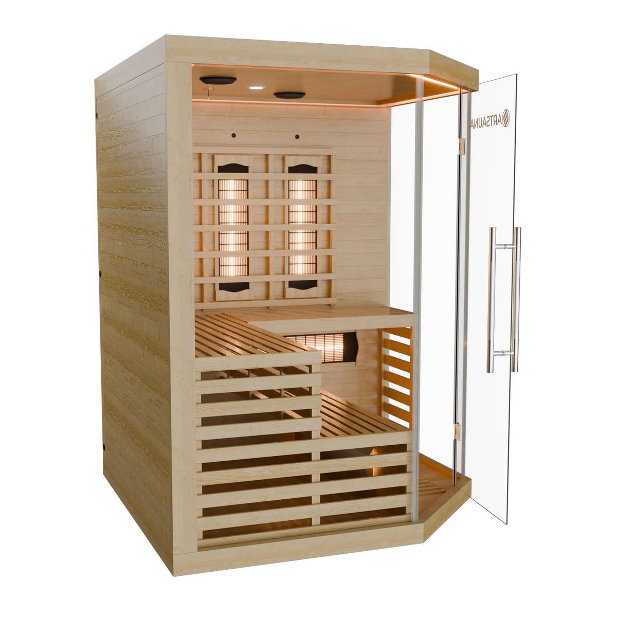 INFRAROTKABINE Kiruna150 mit Dual Technologie & Hemlockholz - Naturfarben, Holz (150/200/150cm) - Artsauna