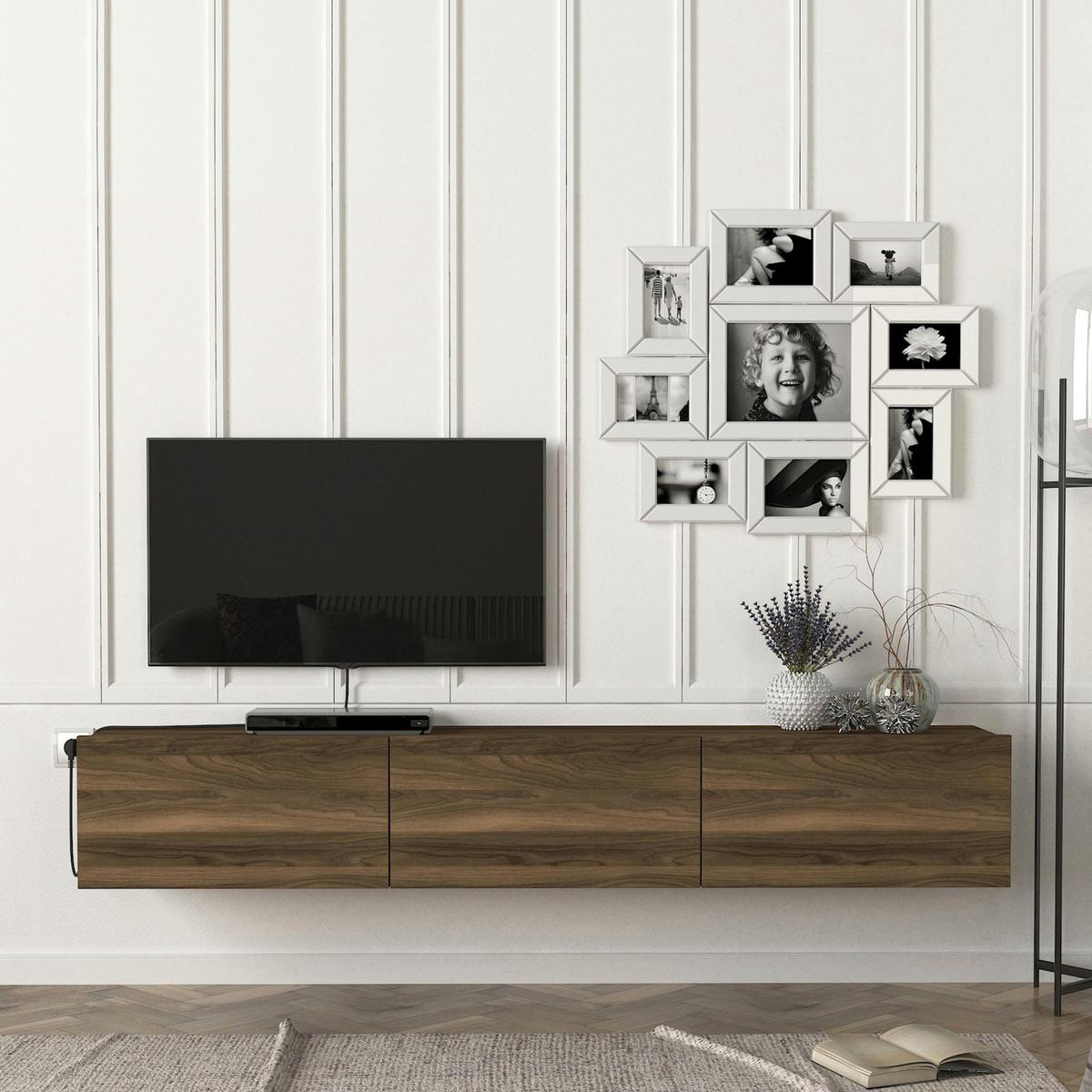 TV-ELEMENT Vihti - Walnussfarben, Holzwerkstoff (180/29.5/31cm) - [en.casa]