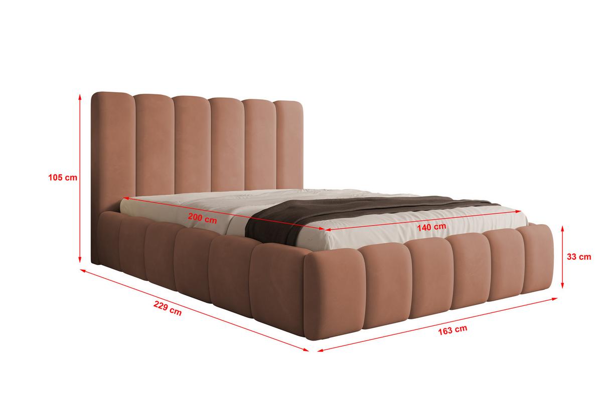 POLSTERBETT Vilo 140x200 mit Bettkasten und Stabilem Metallgestell - Rosa, Textil (140/200cm) - Storez24