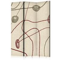 PARAVENT Akustik 3-tlg 135x172 cm Linien mit Kreisen Abstraktion - Beige, Holz/Textil (135/172/3cm) - Muralo