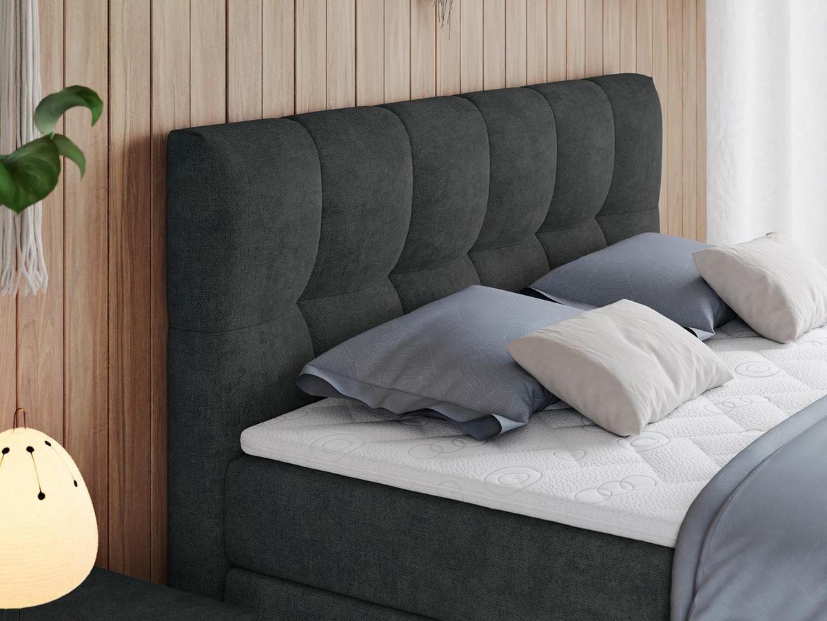 BOXSPRINGBETT ALVIN KING 160/200 Dunkelgrau Struktur - H4 - Dunkelgrau, Holz/Textil (160/200cm) - MKS