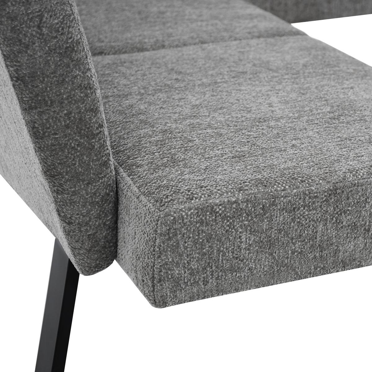 ECKBANK Velto 203x162 cm, mit Metallbeinen, Raven-Stoff, Grau - Schwarz/Grau, Metall (203/162cm) - Beautysofa