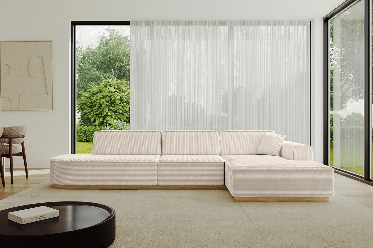 ECKSOFA Ottomane Rechts IREA-L2-v2 - 327x165x80 cm Beige - Beige, Holzwerkstoff/Textil (327/165cm) - ALTDECOR