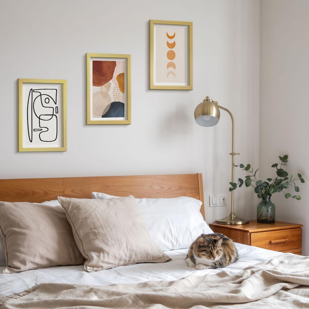 BILDER SET 3er Set - 20x30 cm Goldrahmen - Abstrakte Farbdekorationen - Goldfarben, Kunststoff (20/30cm) - TULUP