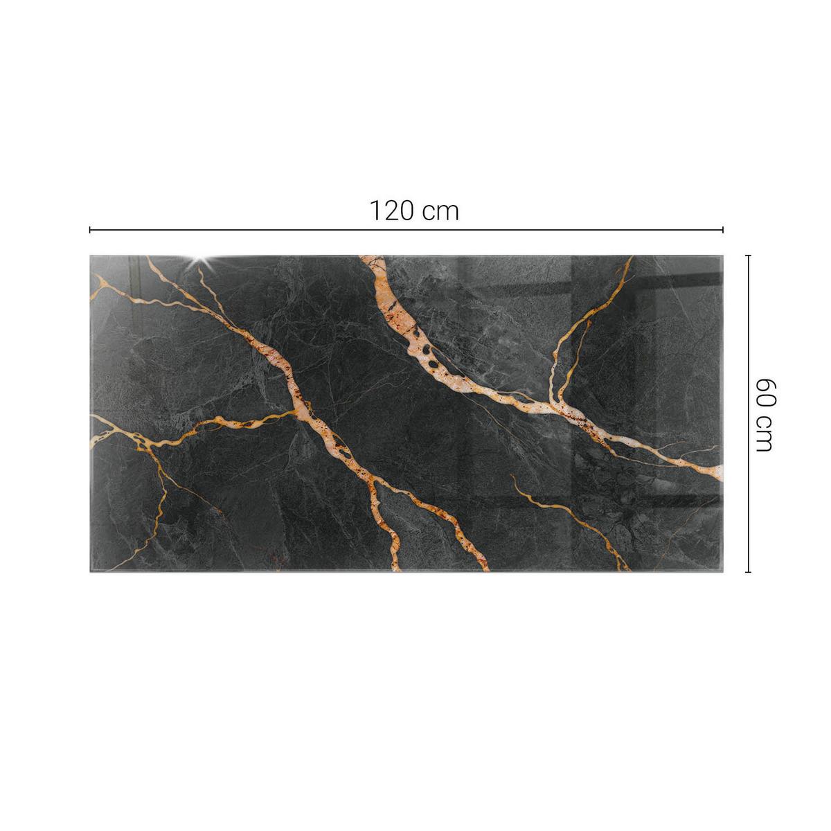TISCHPLATTE 120x60 cm Marmormuster mit Adern - Rotbraun/Schwarz, Glas (0.4/120/60cm) - TULUP