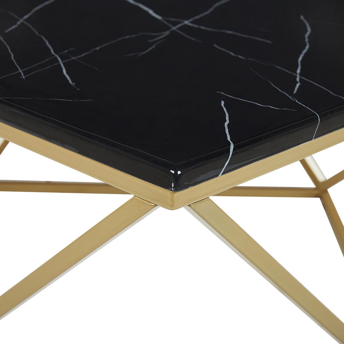 COUCHTISCH Marmor Optik schwarz/gold quadratisch 80/80 cm Malibu - Goldfarben/Schwarz, Holzwerkstoff (80/80/40cm) - Beliani