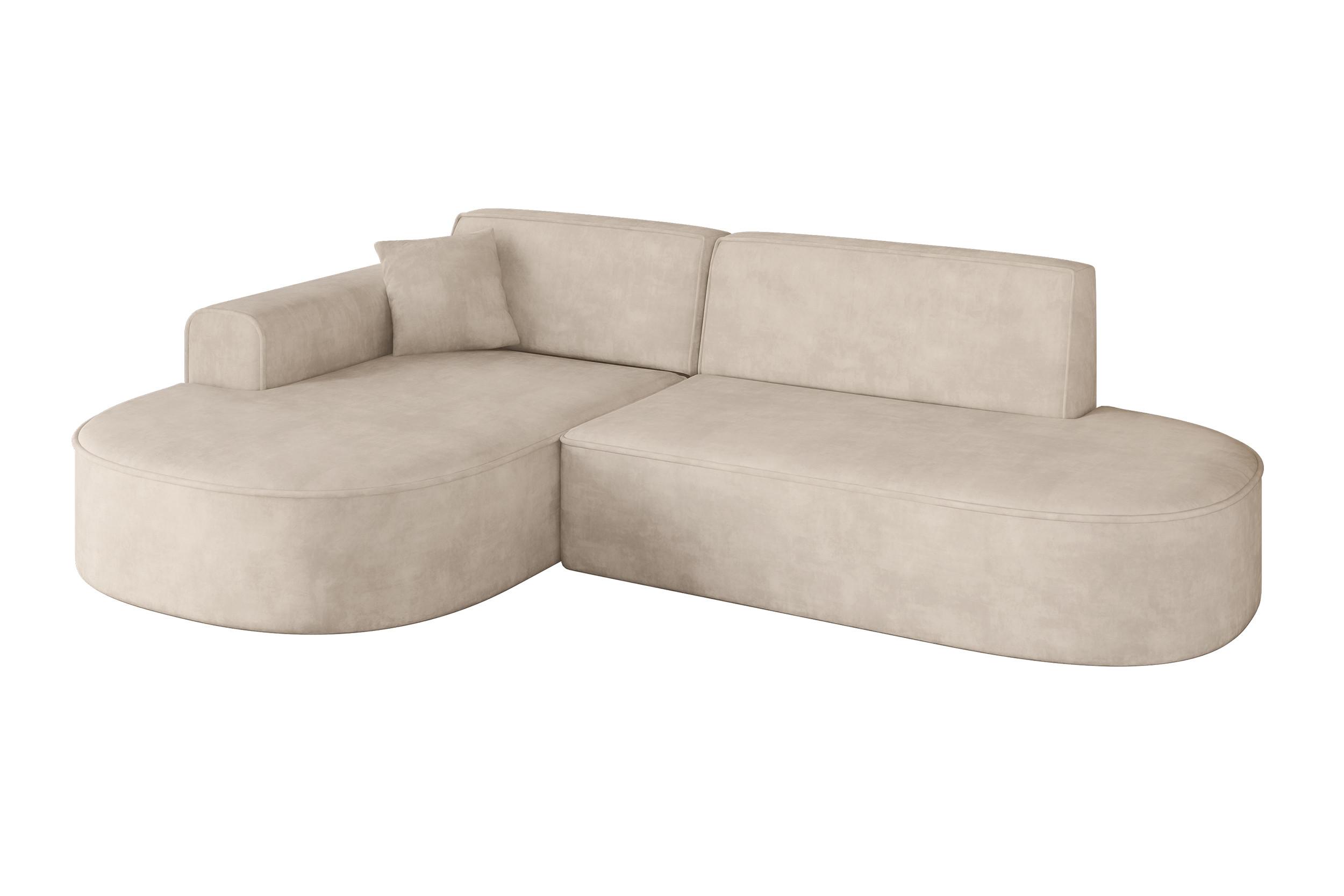 ECKSOFA Ottomane Links MARI-L1 - 243x171x79 cm Beige Velours - Beige/Schwarz, Holzwerkstoff/Kunststoff (243/171cm) - ALTDECOR
