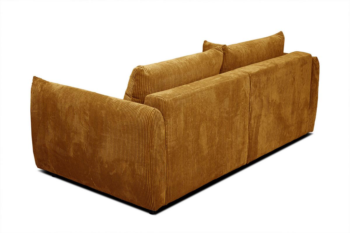 SOFA TAUER 3-Sitzer, honig - Dunkelgelb/Schwarz, Holzwerkstoff/Kunststoff (112/84/206cm) - Wozimo