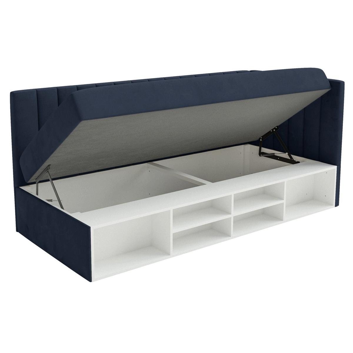 JUGENDBETT Ventrio Dunkelblau Easy-Clean-Samtbezug 90x200 cm - Graphitfarben, Holz/Textil (90/200cm) - Selsey