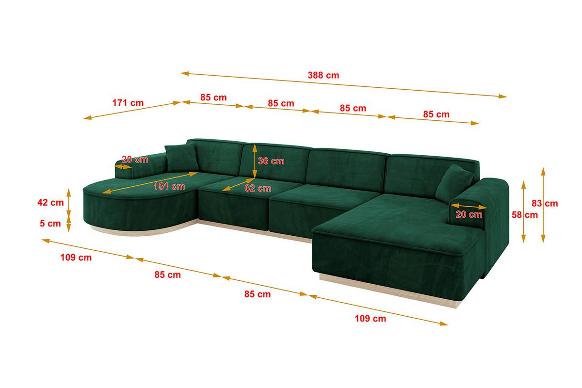 WOHNLANDSCHAFT ARRIO-U2 303x171x83 cm Dunkelgrün - Dunkelgrün, Holzwerkstoff/Textil (388/83/171cm) - ALTDECOR