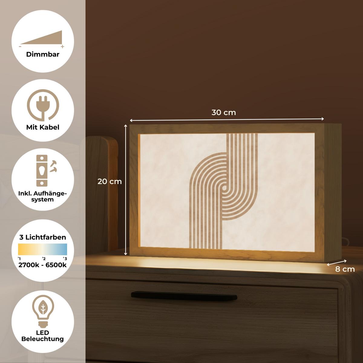 WANDLEUCHTE Symmetrische Biegung - kupferfarbig 30x20 cm - Beige, Holzwerkstoff (30/20/8cm) - OnlyWow