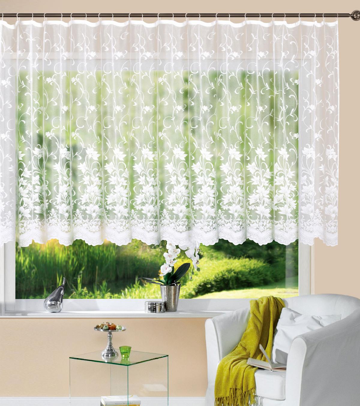 VORHANG BLUMENMUSTER HxB 145x600 cm Weiß - Weiß, Textil (600/145cm) - Gardinenbox