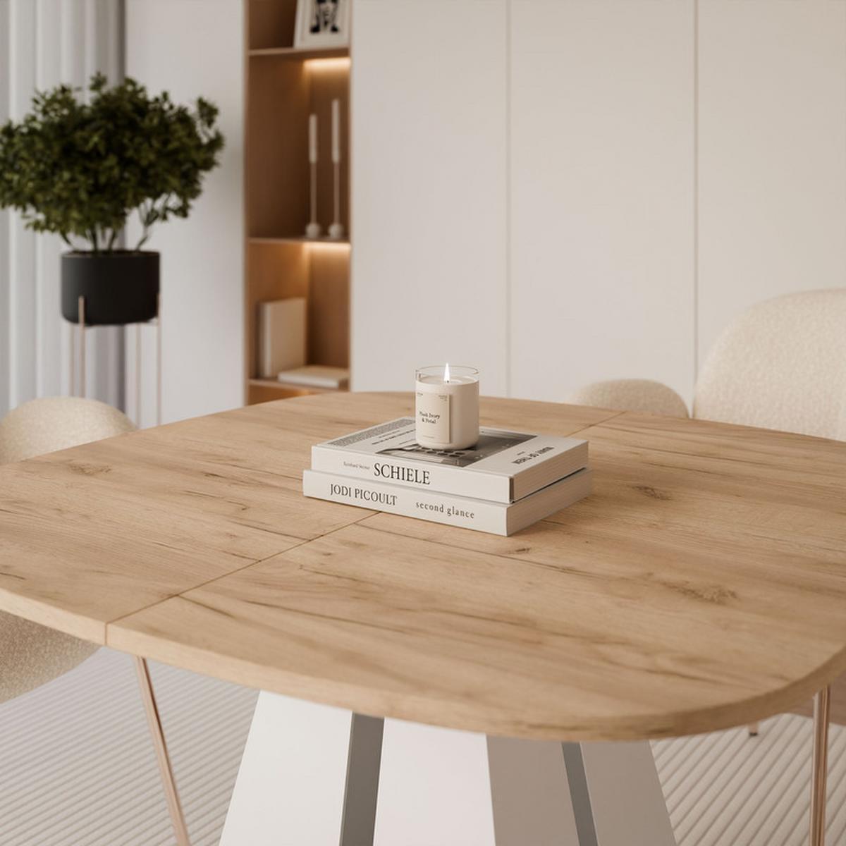 AUSZIEHTISCH ZELO 120/60/76 cm, Weiß / Kraft-Eiche - Eichefarben/Weiß, Holzwerkstoff/Metall (60/120/76cm) - Idohome
