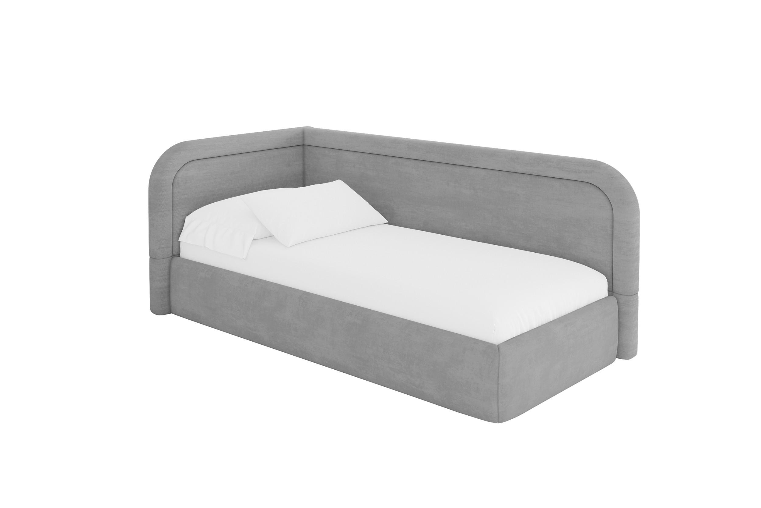 EINZELLBETT Jugendbett mit Bettkasten, Rechts - JOVY 90x200 Grau - Silberfarben, Holzwerkstoff/Textil (90/200cm) - ALTDECOR