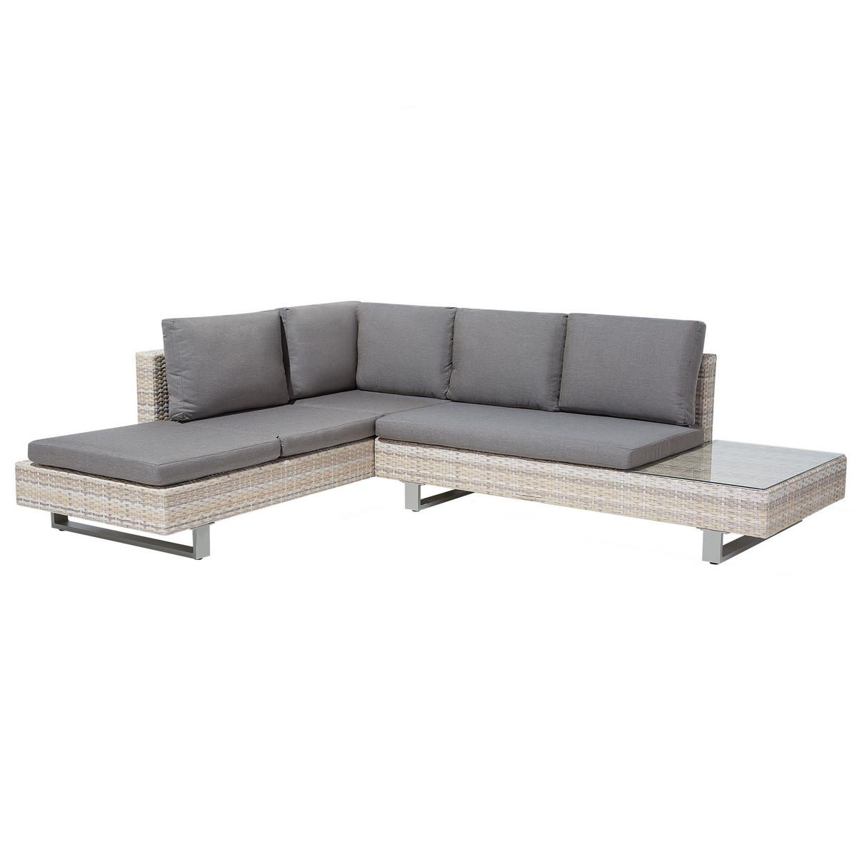 LOUNGE-SET 5-Sitzer grau modular Lanciano - Grau, Kunststoff - Beliani