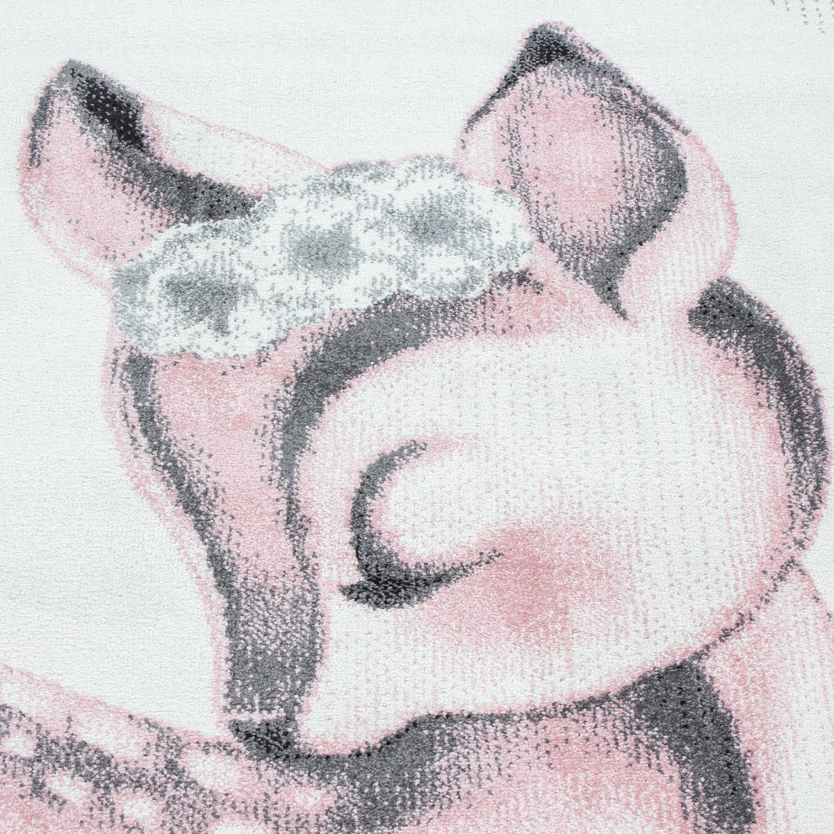 SPIELTEPPICH COGNE in Rosa, mit Reh-Motiv, 200 x 290 cm - Rosa, Textil (290/200cm) - KADIMA DESIGN