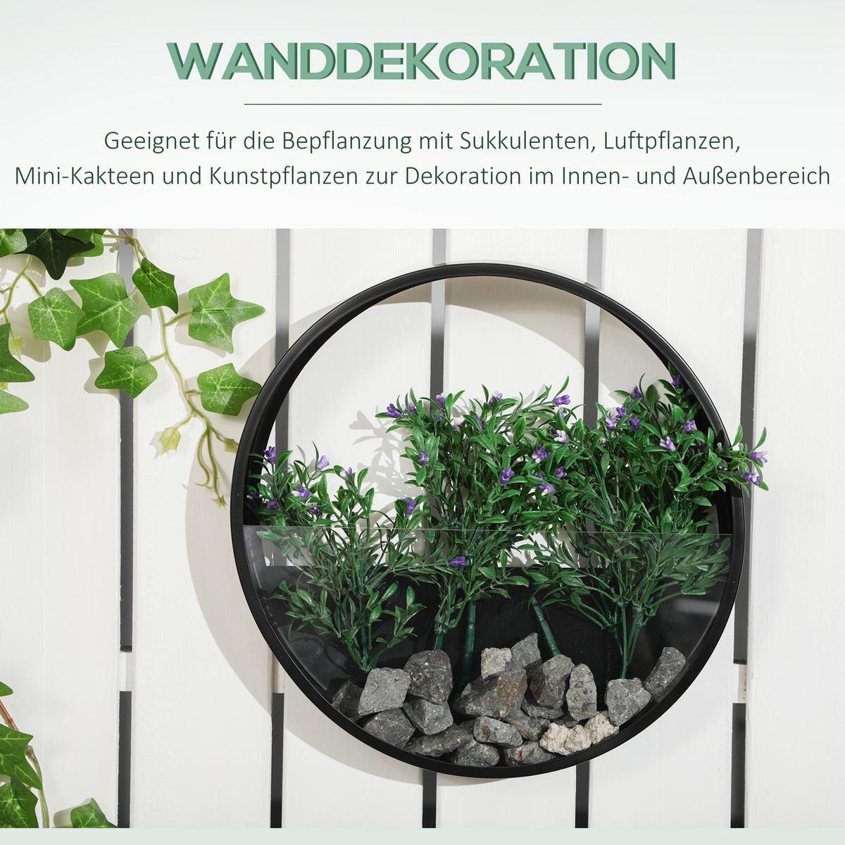 3ER-SET Blumentöpfe, Wand-Pflanzgefäß, Pflanzenbehälter für Garten Stahl Schwarz - Schwarz, Metall (5cm) - Outsunny