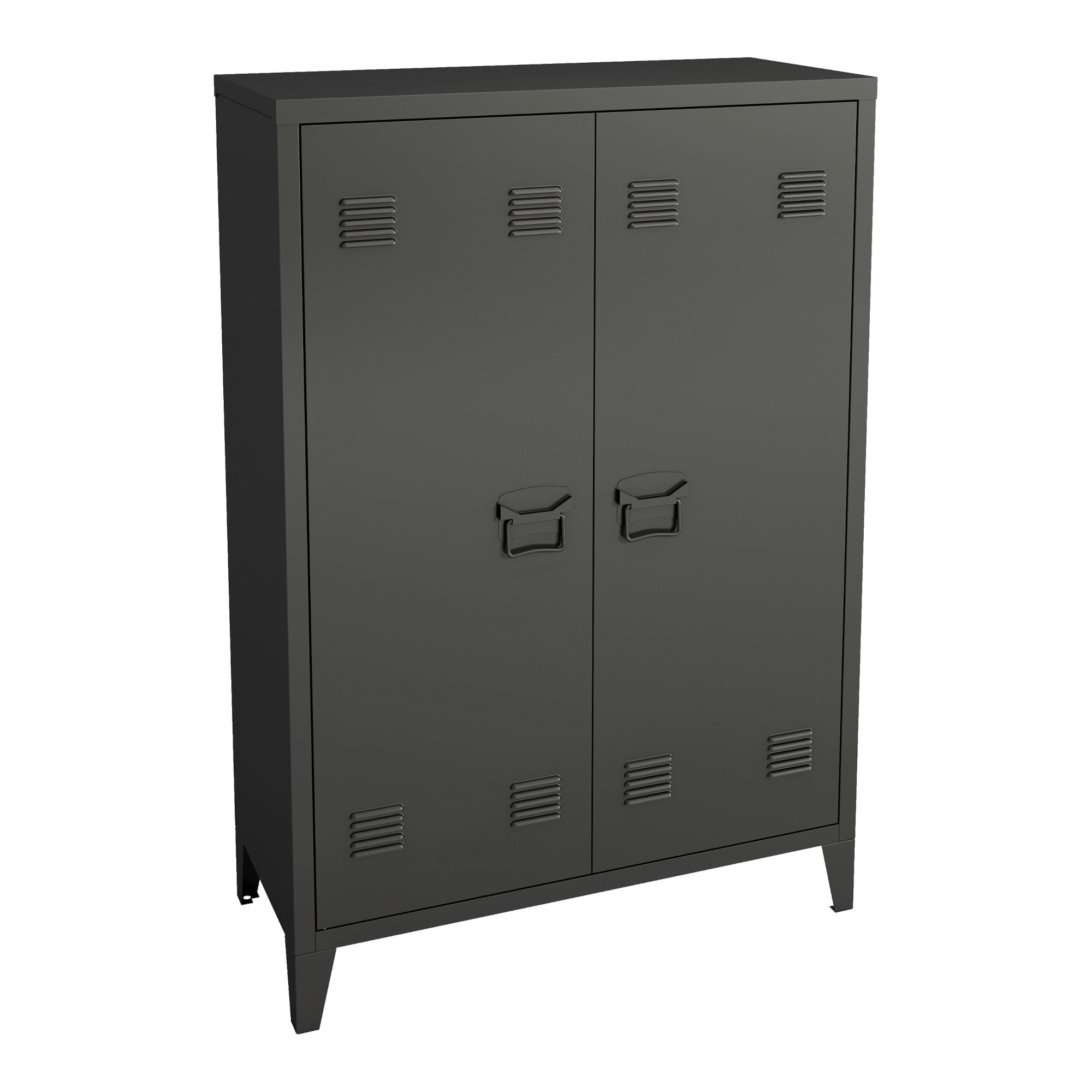 METALLSCHRANK Oripää - Schwarz, Metall (75/110/33cm) - [en.casa]