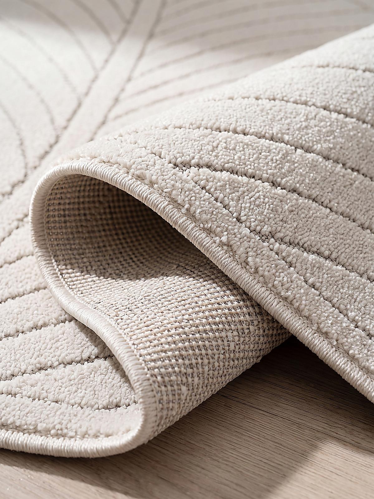 TEPPICH Outdoor, Fußbodenheizung-geeignet, mit Blattmotiv, ENGADIN in Creme, 120 x 170 cm - Creme, Textil (120/170cm) - KADIMA DESIGN