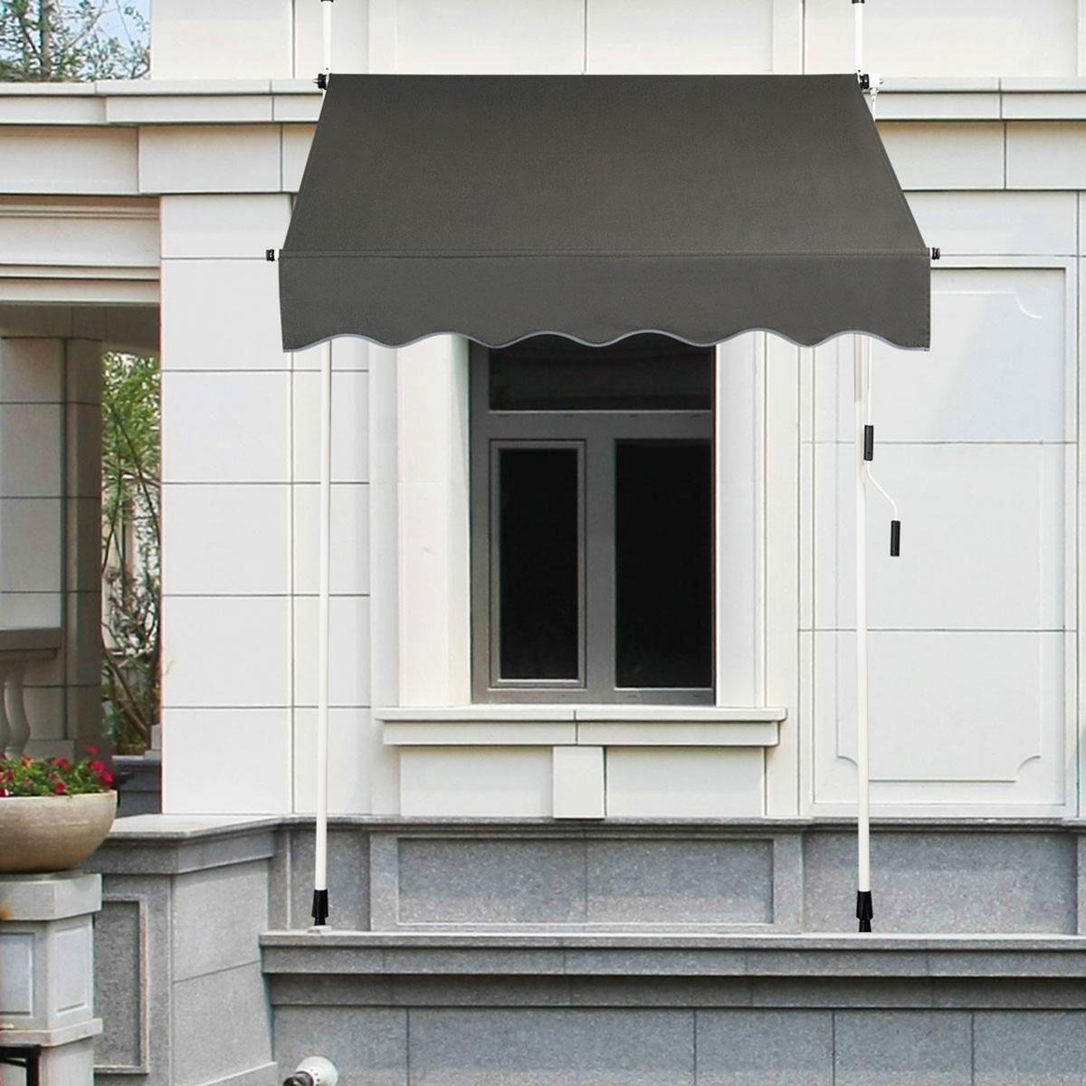 KLEMMMARKISE Grau - Grau, Metall (150/300/125cm) - COSTWAY