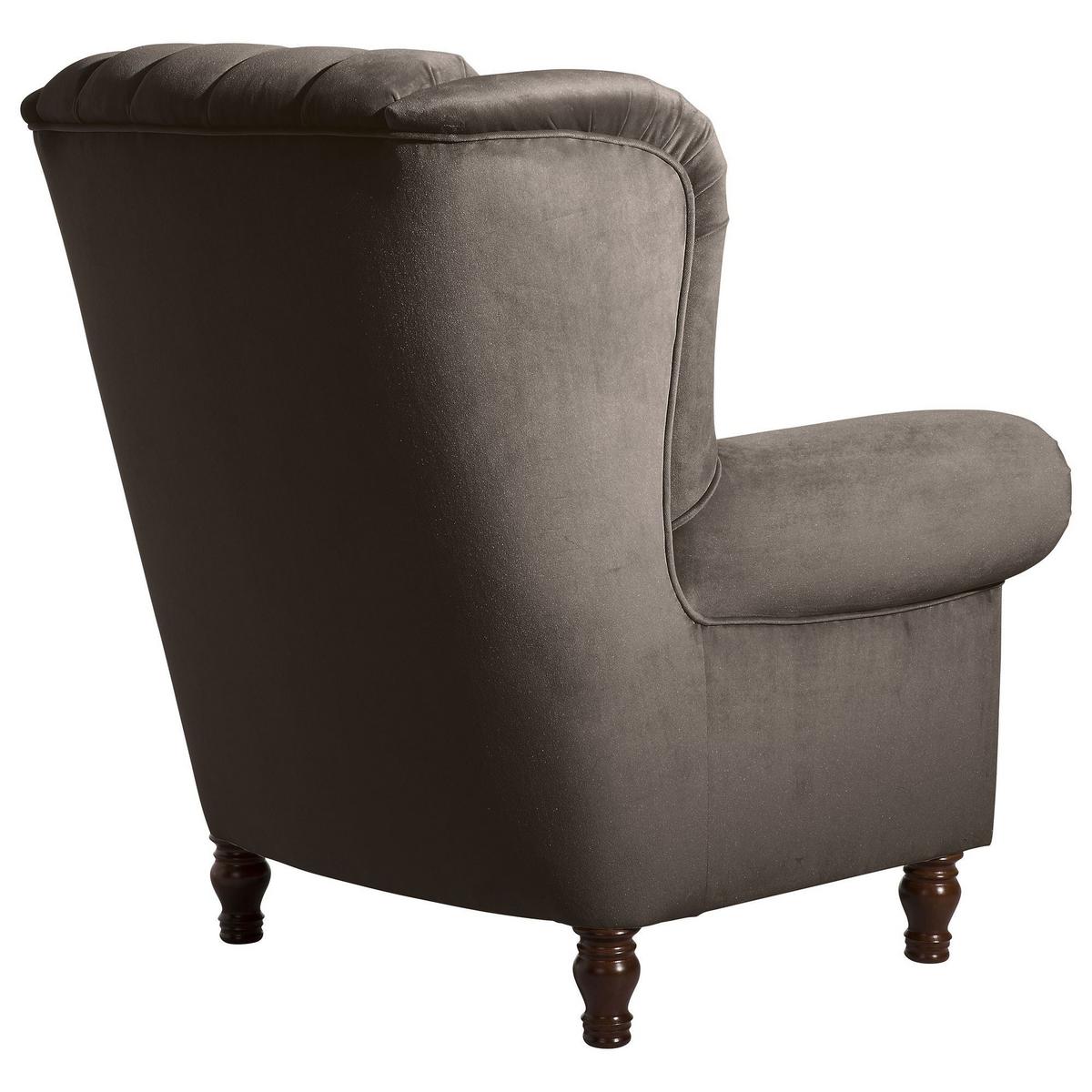 OHRENBACKENSESSEL Katreen Bezug Samtvelours Buche nussbaum dunkel / braun - Braun, Kunststoff (91/101/90cm) - 58aufmkessel