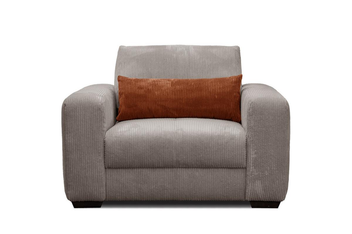 SESSEL OLI in Cordstoff taupe - Taupe, Holz/Textil (130/91/108cm) - Wozimo