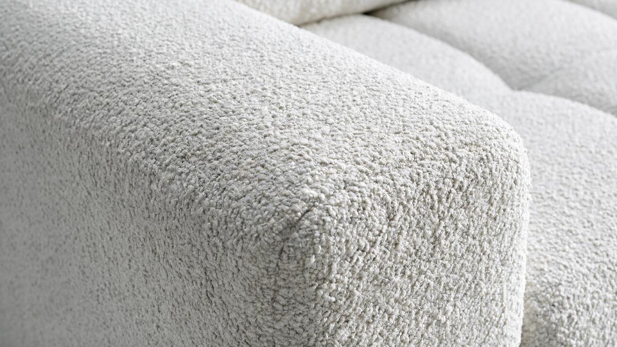 ECKSOFA Ovia mit Bettkasten und Schlaffunktion, Bouclé-Stoff in L-Form - Weiß, Textil (270/185cm)
