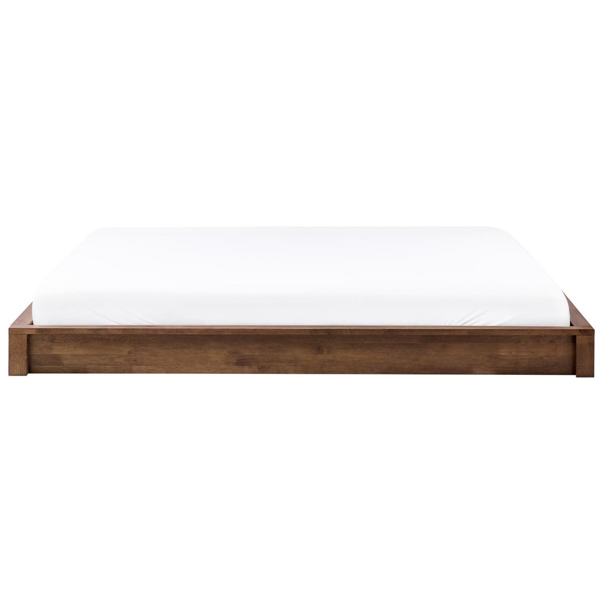 BETT ohne Kopfteil 180/200 cm Gummibaumholz Dunkelbraun Antras - Dunkelbraun, Holz (180/200cm) - Beliani