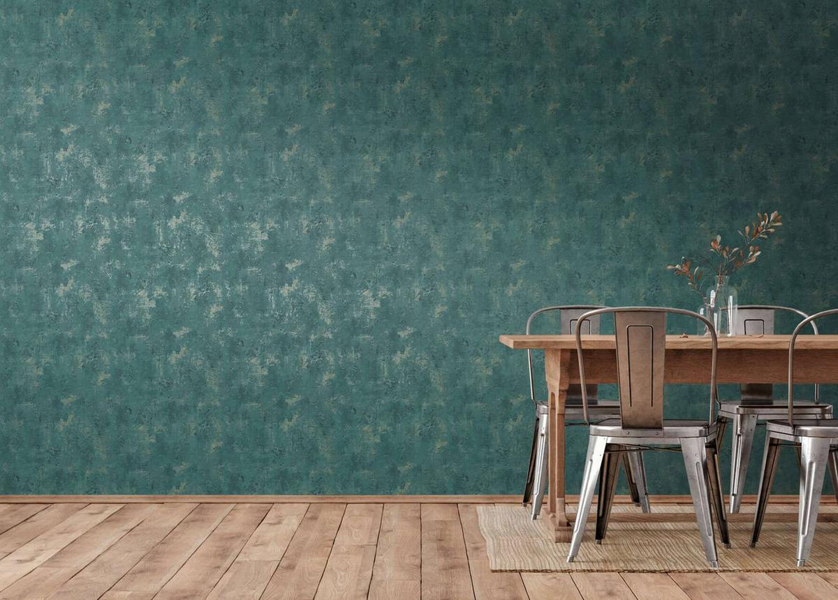 VLIESTAPETE Petrol 53/1005 cm - Petrol, Textil (53/1cm) - KUNSTLOFT