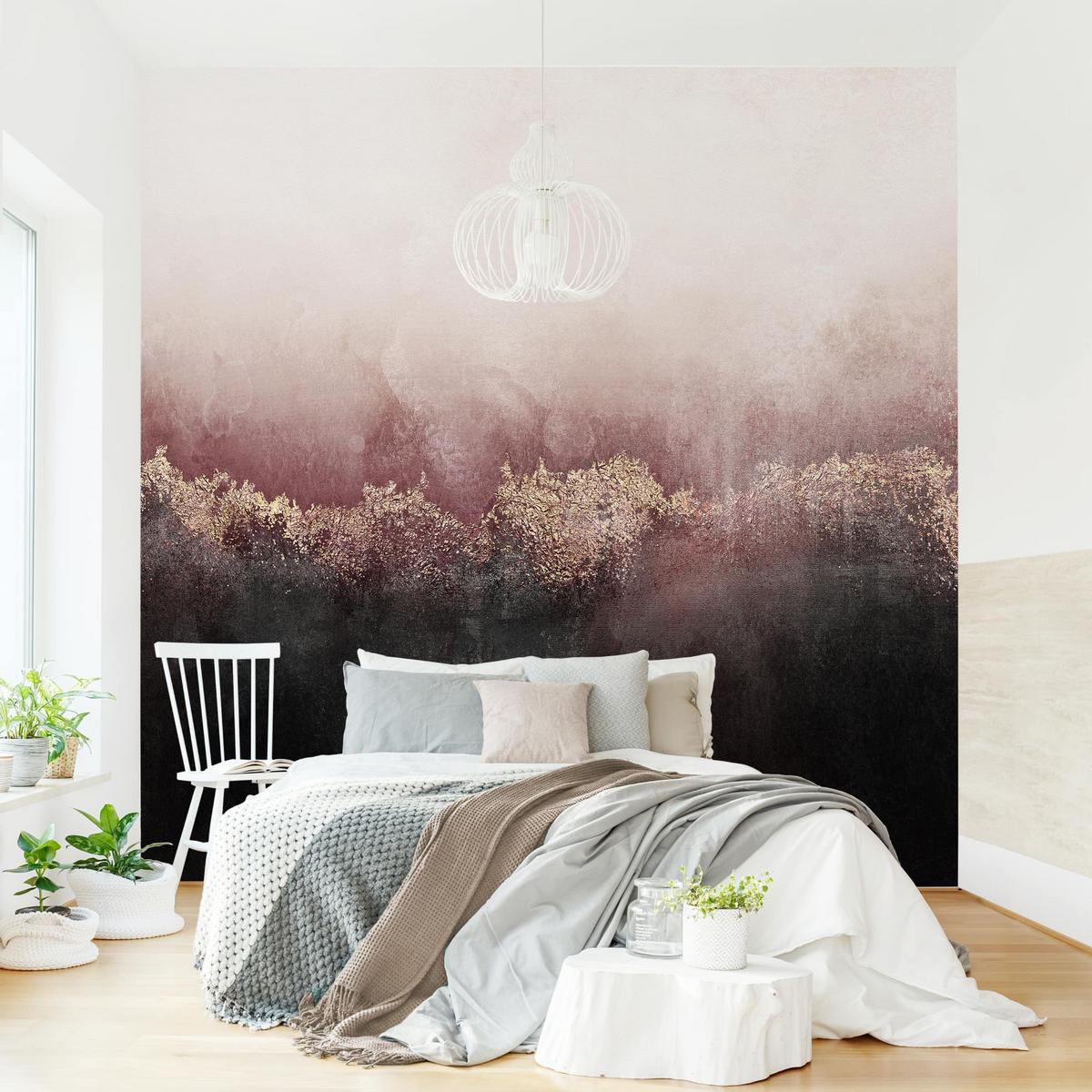 FOTOTAPETE Goldene Dämmerung Rosa 240/240 cm - Rosa, Papier (240/240cm) - Bilderwelten